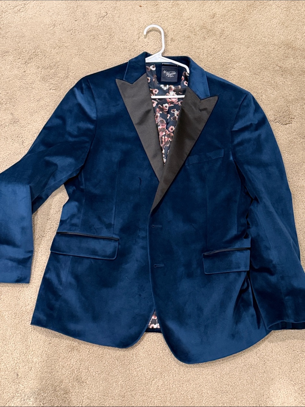 Original Penguin Deep Blue Velvet Blazer with Black Satin Lapel
